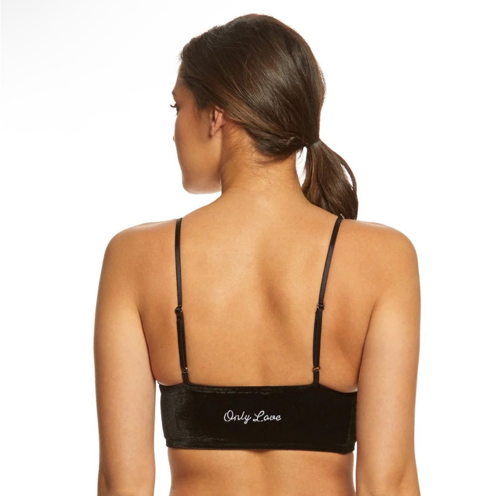 Spiritual Gangster Only Love Black Velvet Yoga Bralette Size Medium